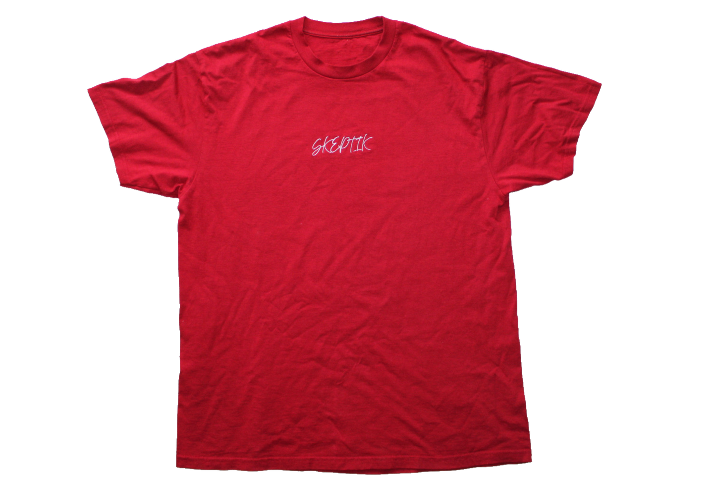 Cursive Embroidered Tee Red