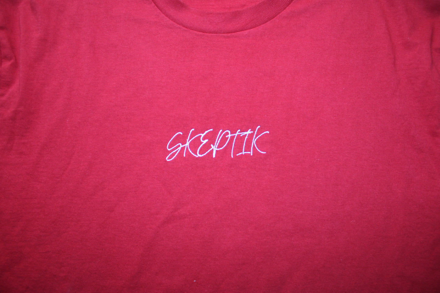 Cursive Embroidered Tee Red